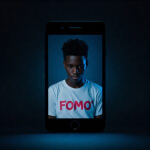 jovem preso dentro do celular por FOMO tyni