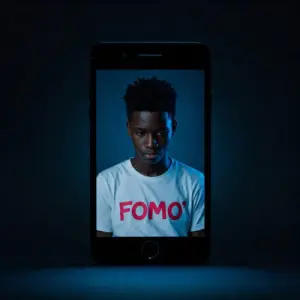 jovem preso dentro do celular por FOMO tyni