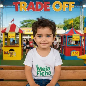 Garotinho enfrentando o dilema do tradeoff entre cachorro quente e um jogo