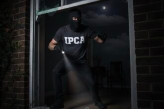 Poupança Não Vence a Inflação: O Ladrão Invisível Que Rouba Seu Dinheiro 7 Ladrão entrando pela janela com uma camiseta escrito IPCA (Poupança não vence da Inflação)