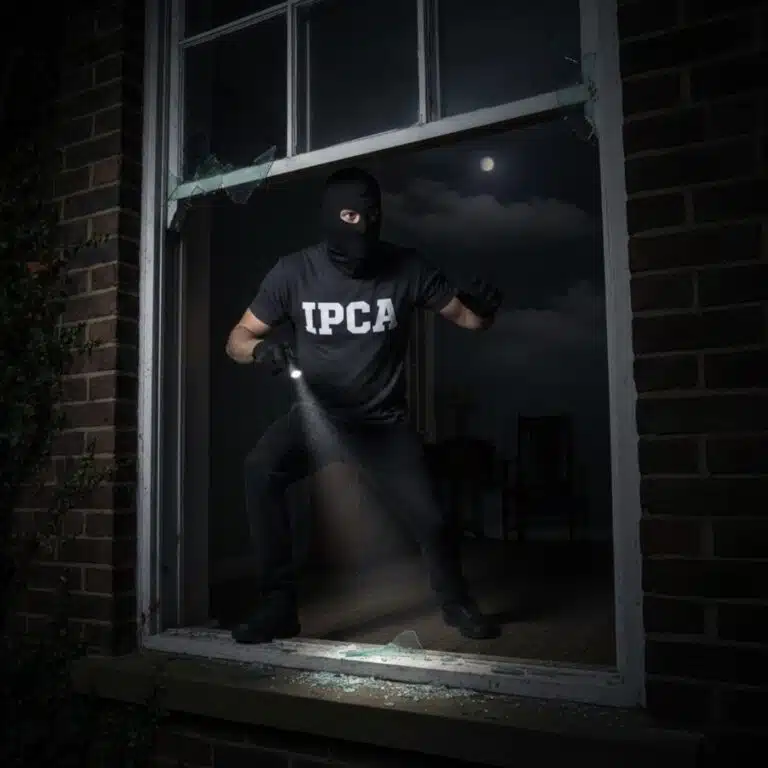 Ladrão entrando pela janela com uma camiseta escrito IPCA (Poupança não vence da Inflação)