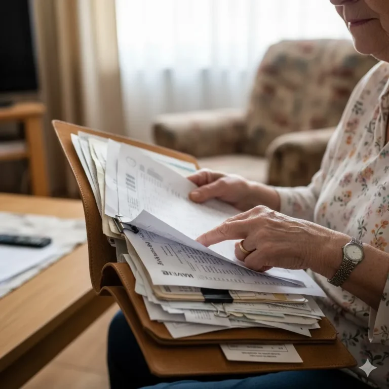 A Verdade Sobre Ficar Rico Que Ninguém Te Conta (E Por Que Você Está Sendo Enganado) 23 A verdade spbre ficar rico - senhora segurando uma pasta com extratos bancários