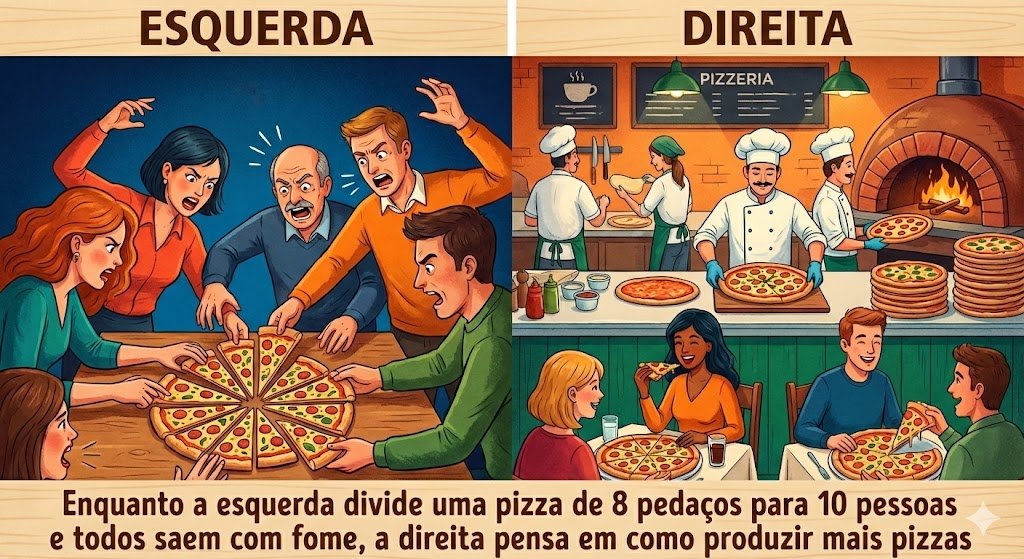 Como investir na POUPANÇA e ter casa, carro e viajar todo ano 1 A imagem mostra a diferença entre as políticas de esquerda e de direita