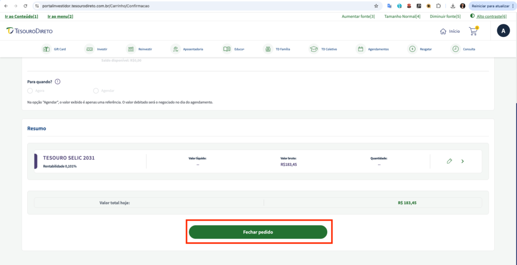 Como Investir no Tesouro Selic: Passo a Passo Completo (E Por Que Todo Mundo Está Errado) 18 Passo 16.2 - Investir no Tesouro Selic 2031
