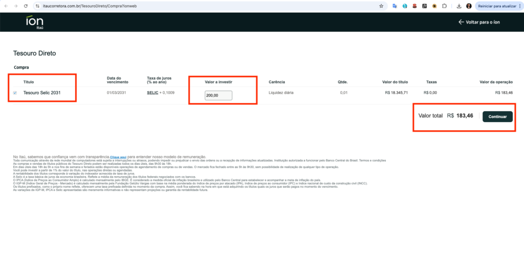 Como Investir no Tesouro Selic: Passo a Passo Completo (E Por Que Todo Mundo Está Errado) 22 Passo 20 - Investir no Tesouro Selic 2031