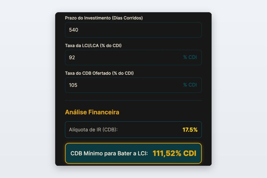 03 cdb minimo para bater a lci